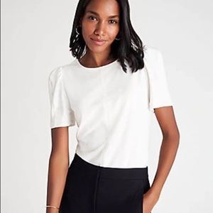 ANN TAYLOR - Women’s Puff Sleeve Top, Winter White, Size S